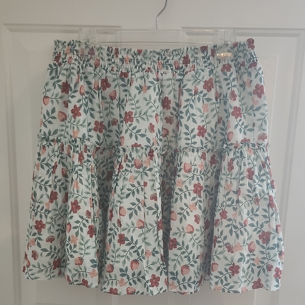 Draper James Floral Mini Skirt with Red and Green Accents